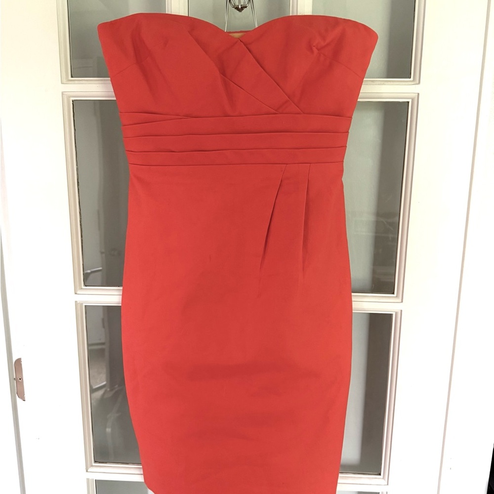 J. Crew Coral Ruched Strapless Cocktail Dress